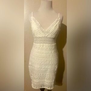 Lush White Strapless Lace Bodycon Dress